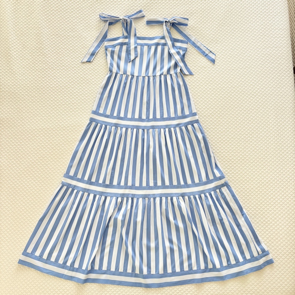 NWT Aura Striped Tiered Maxi Dress, Size Large